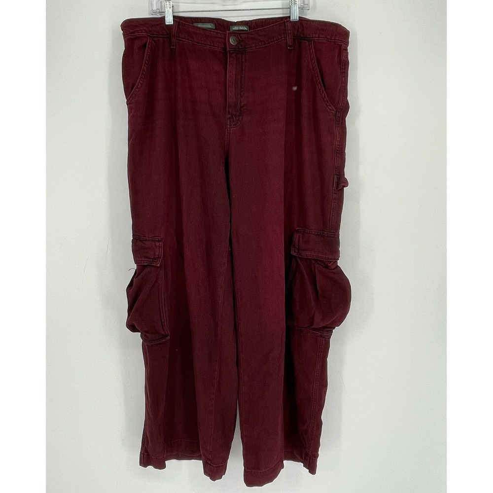 Wild Fable Women's Burgundy Mid-Rise Baggy Utility Cargo Pants Size 17/8 Juniors
